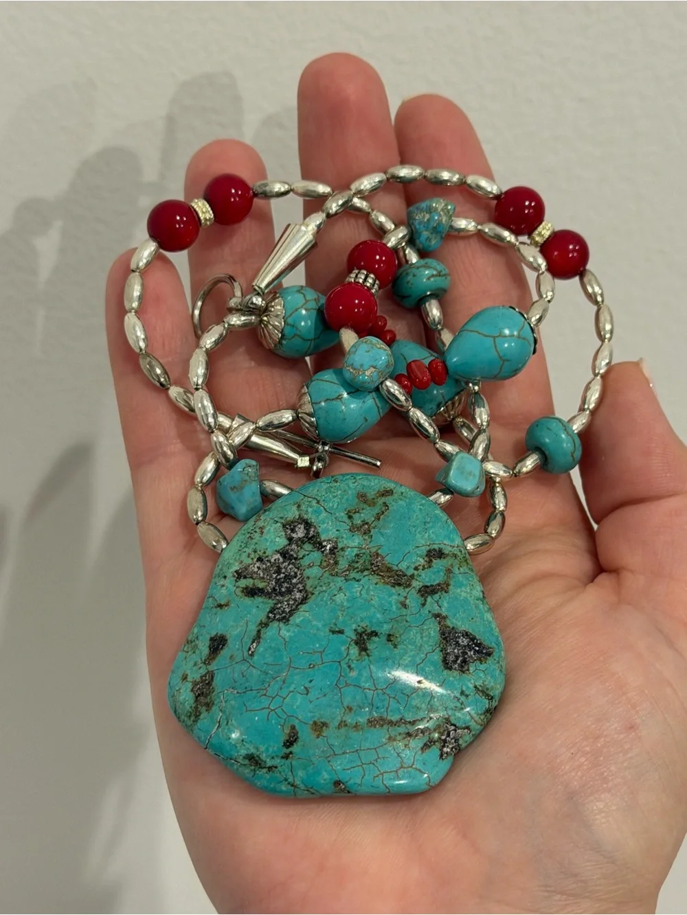 Turquoise Statement Necklace with Beaded Accents